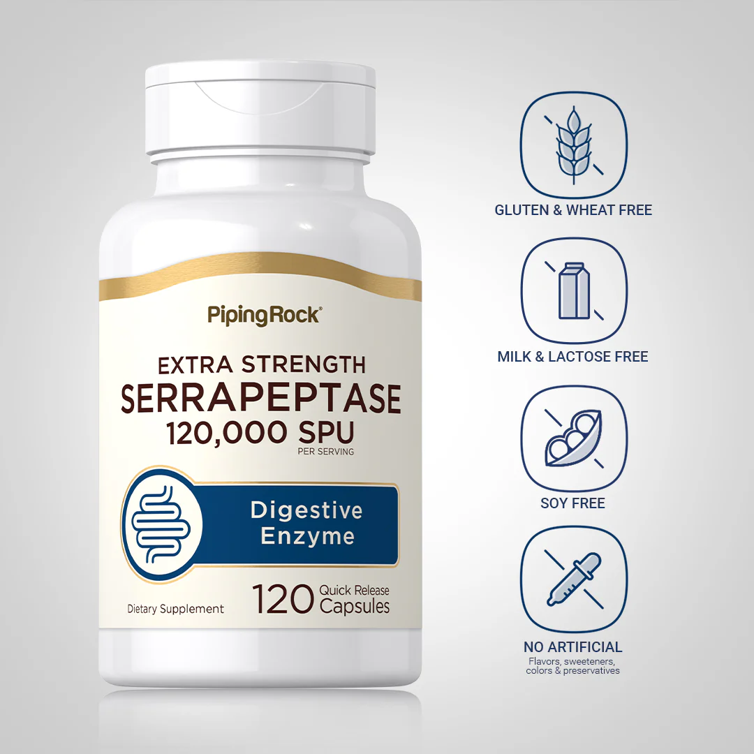 Serrapeptase, 120,000 SPU, 120 Quick Release Capsules, 2  Bottles - Image 5