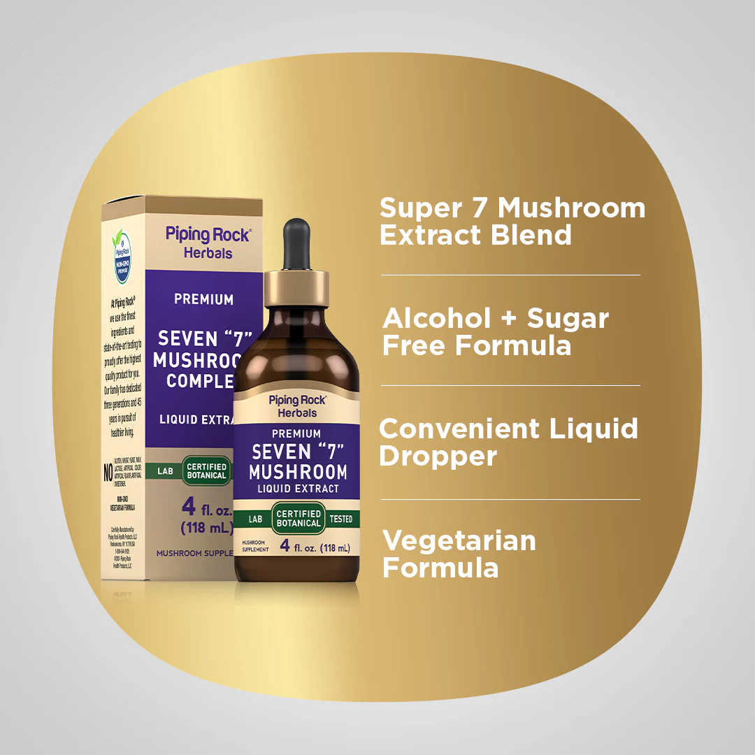 Seven "7" Mushroom Liquid Extract, 4 fl oz (118 mL) Dropper Bottle - Image 3
