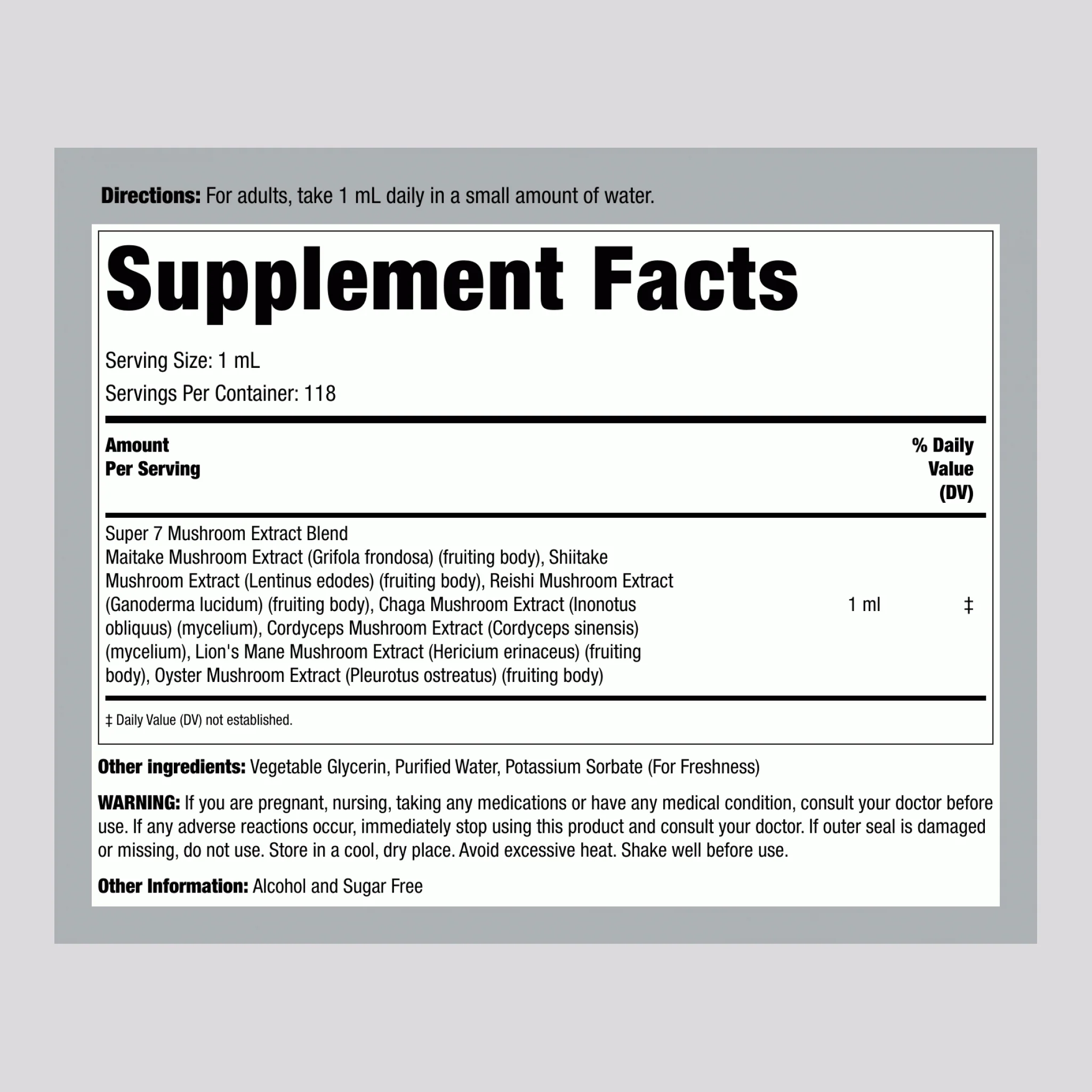 Seven "7" Mushroom Liquid Extract, 4 fl oz (118 mL) Dropper Bottles, 2  Bottles - Image 2