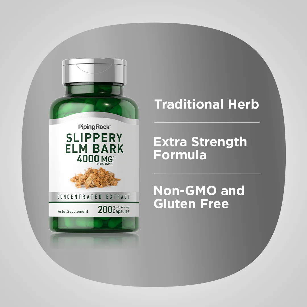 Slippery Elm Bark, 4000 mg (per serving), 200 Quick Release Capsules - Image 4