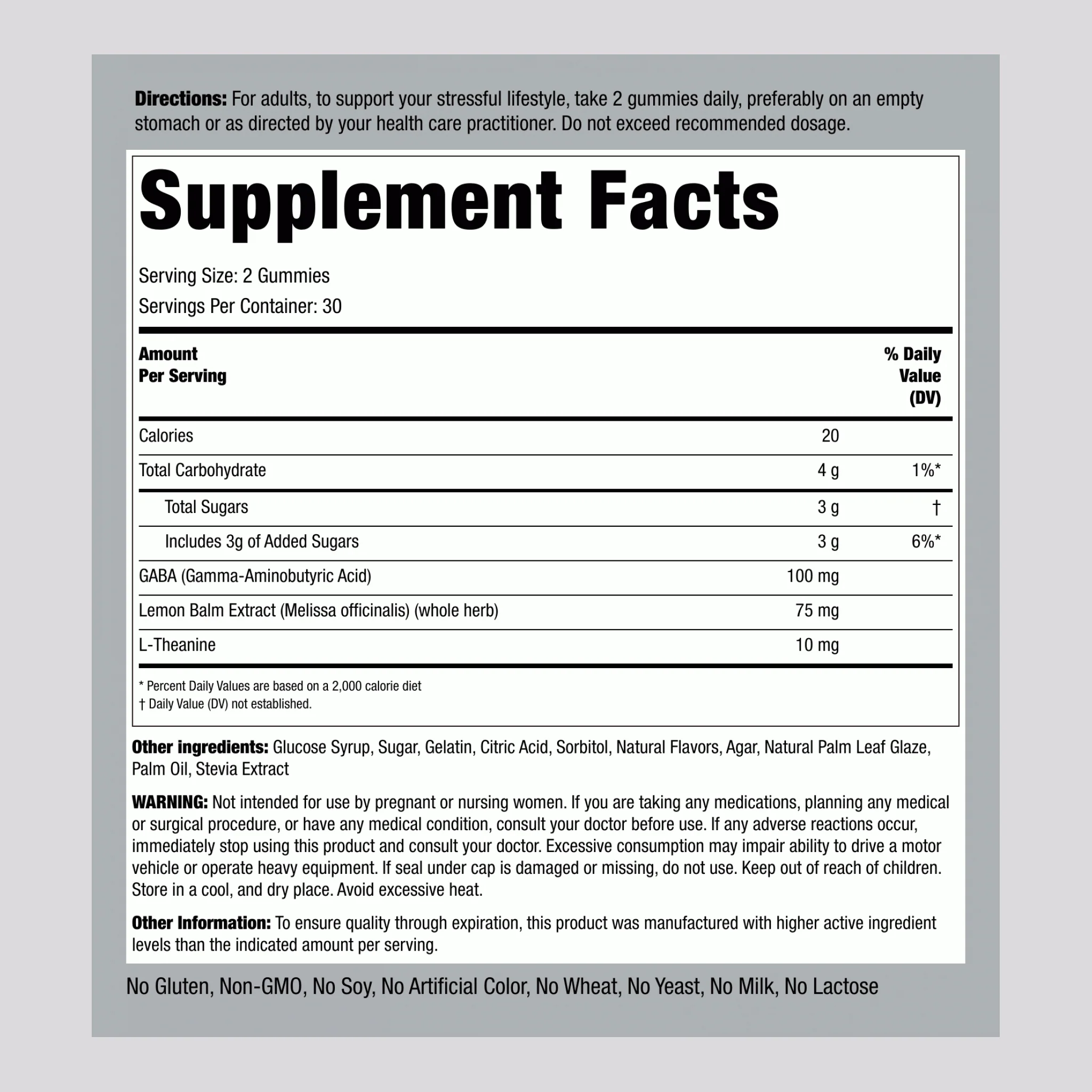 Soothing Stress Support + GABA & L-Theanine  (Delicious Lemon & Strawberry), 60 Gummies - Image 2