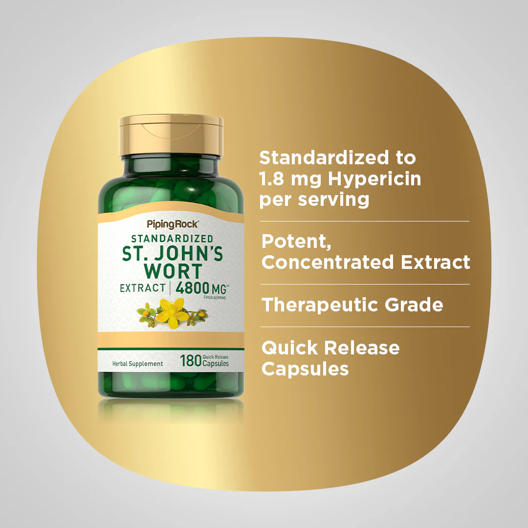 St. John's Wort 1.8% hypericin (Standardized Extract), 4800 mg (per serving), 180 Quick Release Capsules - Image 5