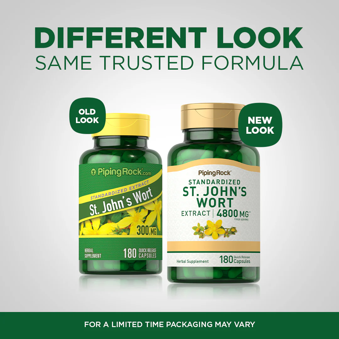 St. John's Wort 1.8% hypericin (Standardized Extract), 4800 mg (per serving), 180 Quick Release Capsules, 2  Bottles - Image 4