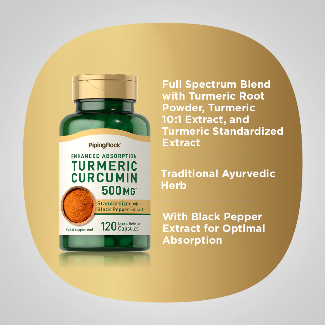 Standardized Turmeric Curcumin Complex, 500 mg, 120 Quick Release Capsules - Image 4