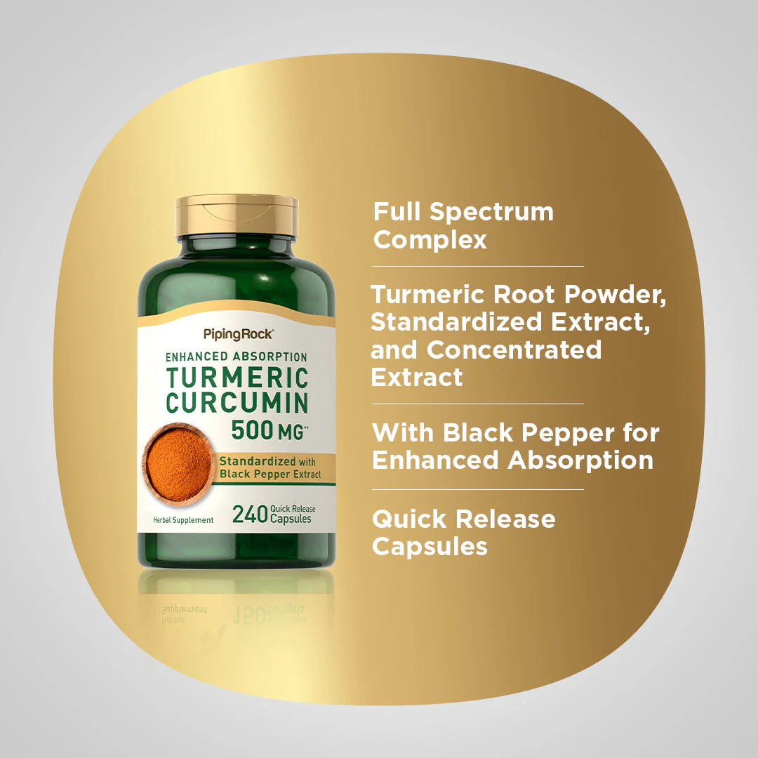 Standardized Turmeric Curcumin Complex, 500 mg, 240 Quick Release Capsules, 2  Bottles - Image 4