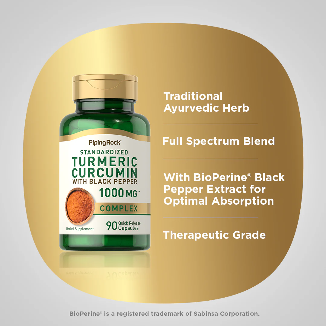 Standardized Turmeric Curcumin Complex w/ Black Pepper, 1000 mg, 90 Quick Release Capsules - Image 4