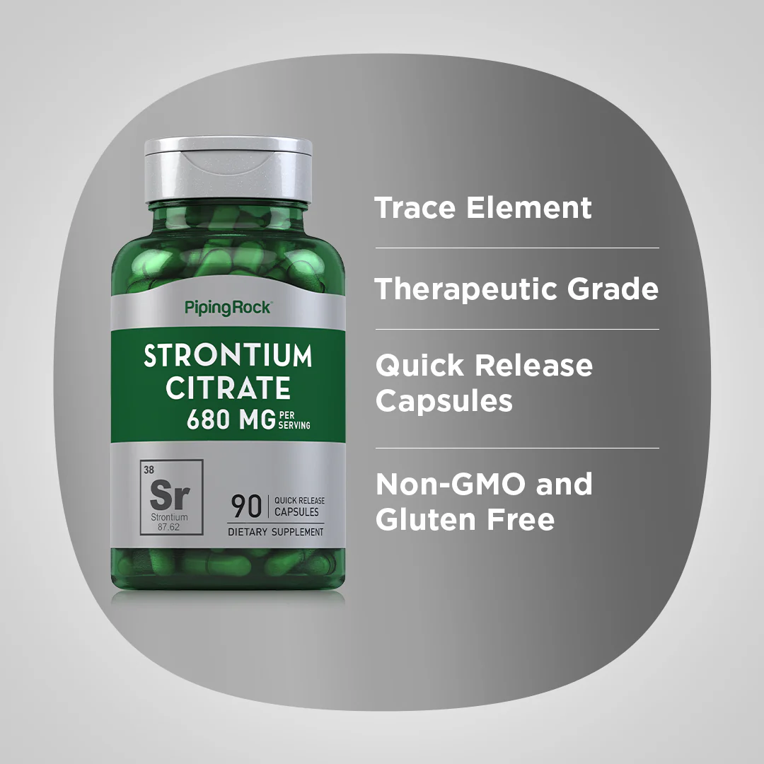 Strontium Citrate, 680 mg (per serving), 90 Quick Release Capsules, 2  Bottles - Image 4