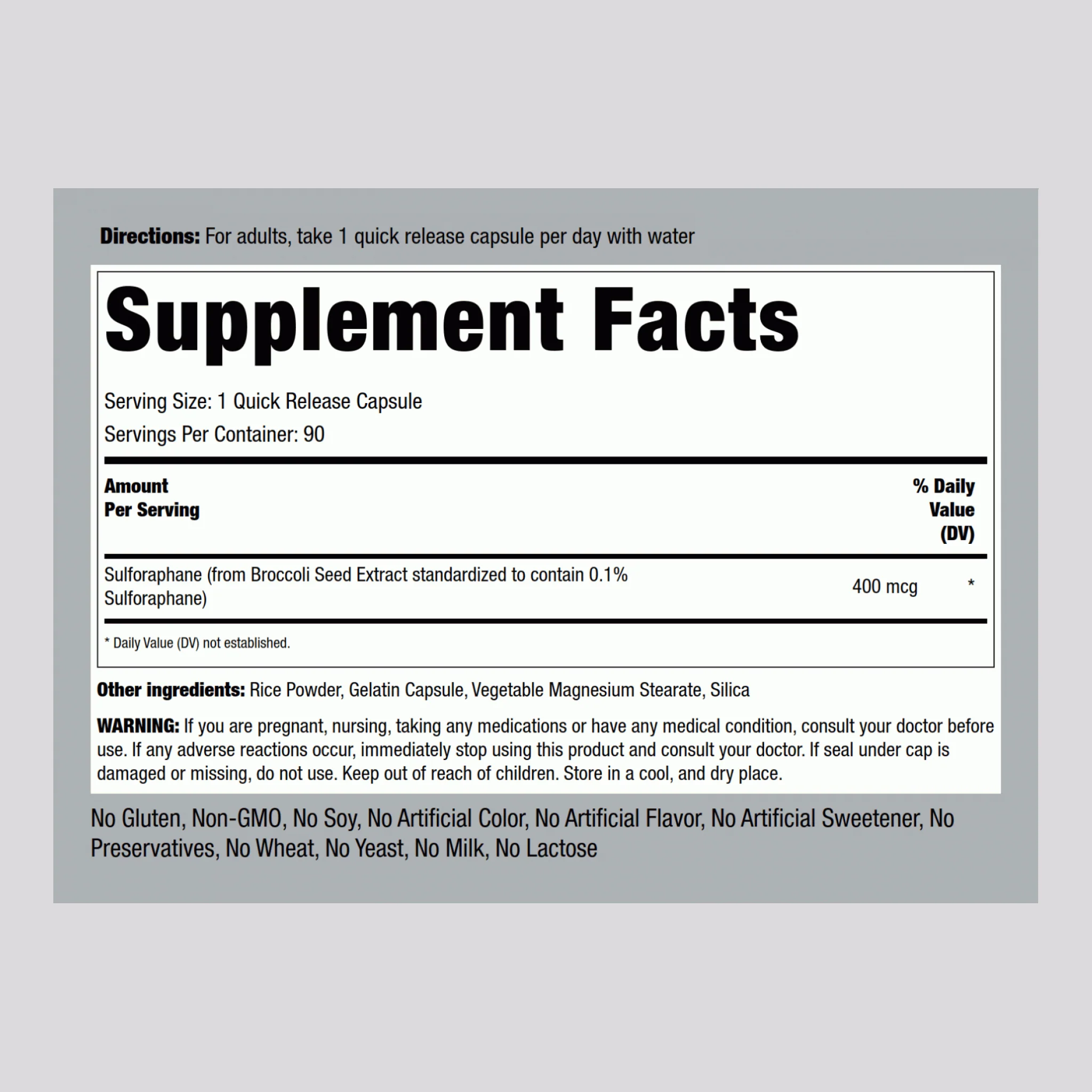 Sulforaphane (From Broccoli), 90 Quick Release Capsules - Image 2