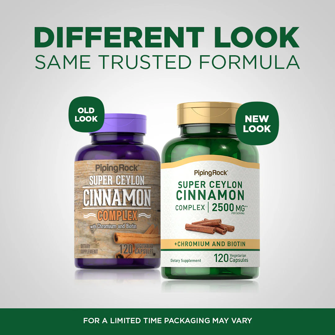 Super Ceylon Cinnamon Complex w/ Chromium & Biotin, 2500 mg (per serving), 120 Vegetarian Capsules - Image 4