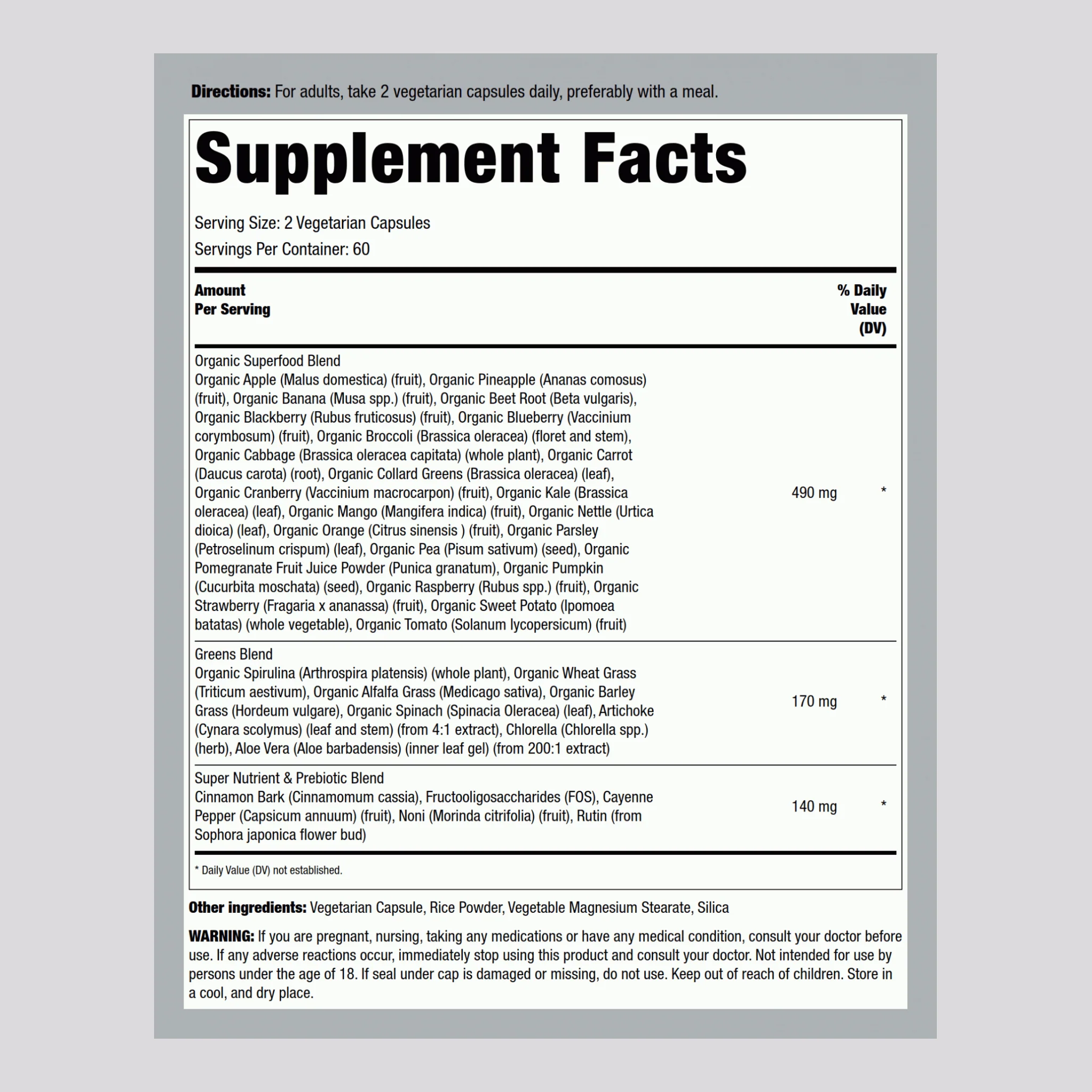 Super Fruits and Veggies, 120 Vegetarian Capsules - Image 2
