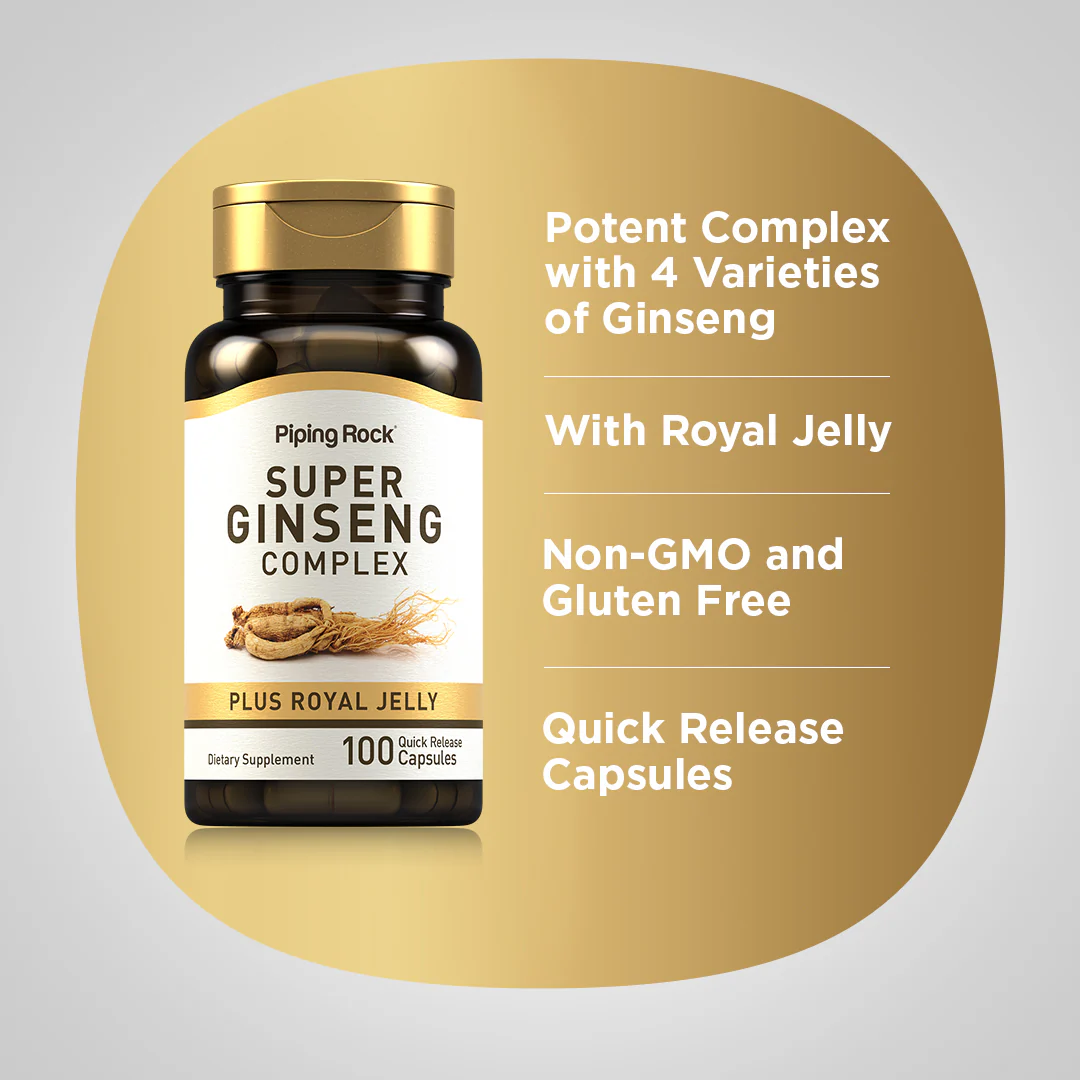 Super Ginseng Complex Plus Royal Jelly, 100 Quick Release Capsules - Image 4