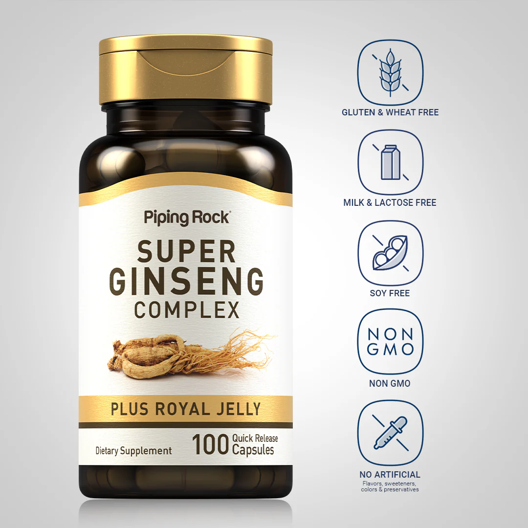 Super Ginseng Complex Plus Royal Jelly, 100 Quick Release Capsules, 2  Bottles - Image 5