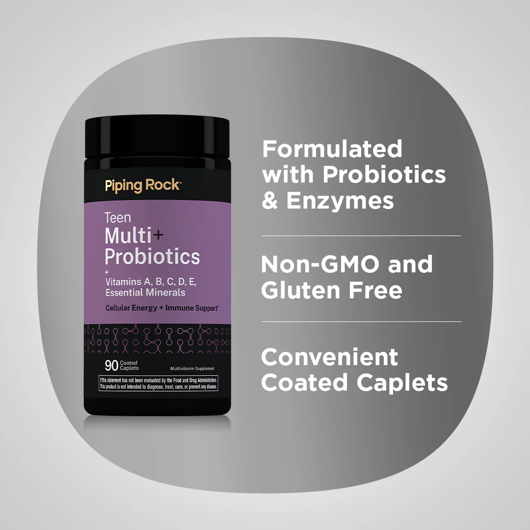 Teen Multi + Probiotics, 90 Coated Caplets - Image 3