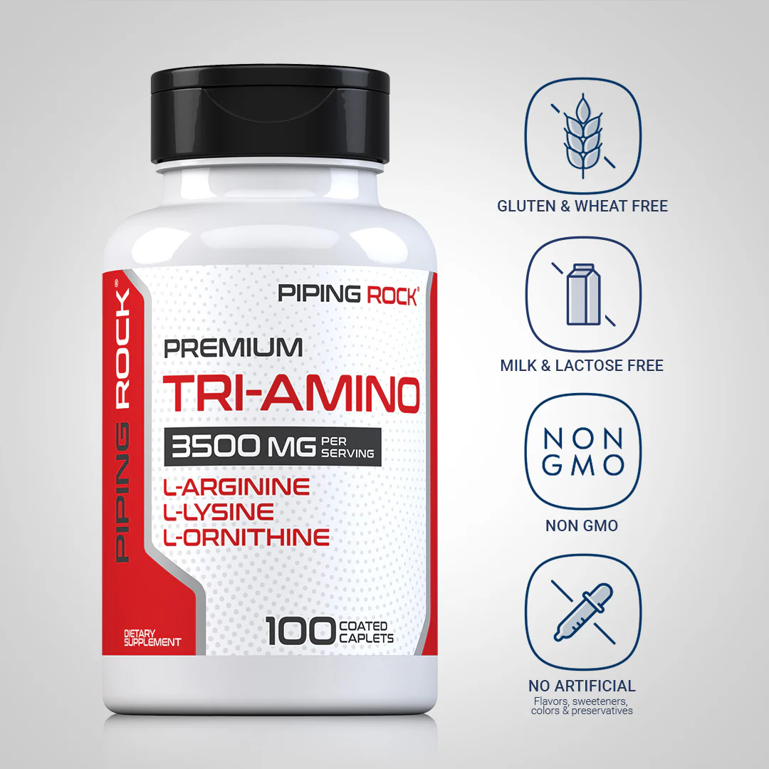 Tri Amino L-Arginine L-Ornithine L-Lysine, 100 Coated Caplets, 2  Bottles - Image 5