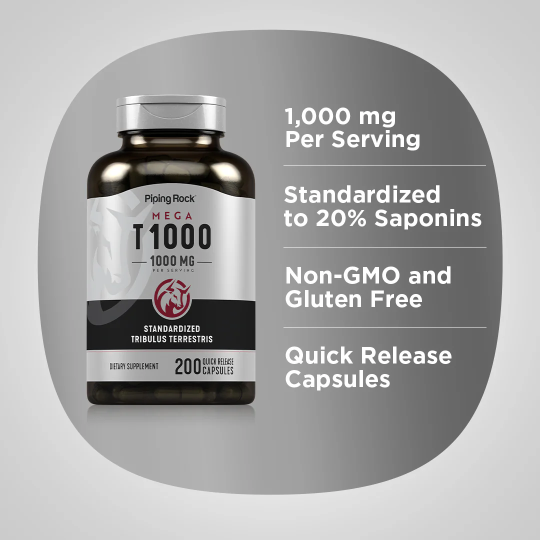 Tribulus Mega, 1000 mg (per serving), 200 Quick Release Capsules - Image 4