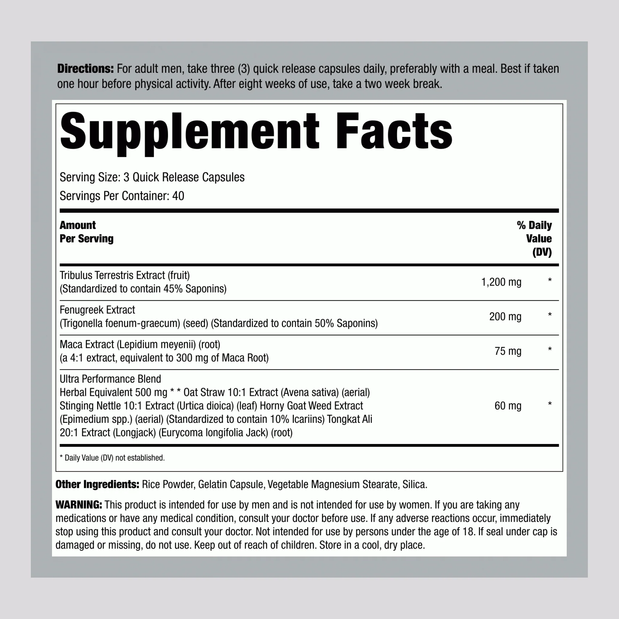 Tribulus Ultra, 120 Quick Release Capsules - Image 2