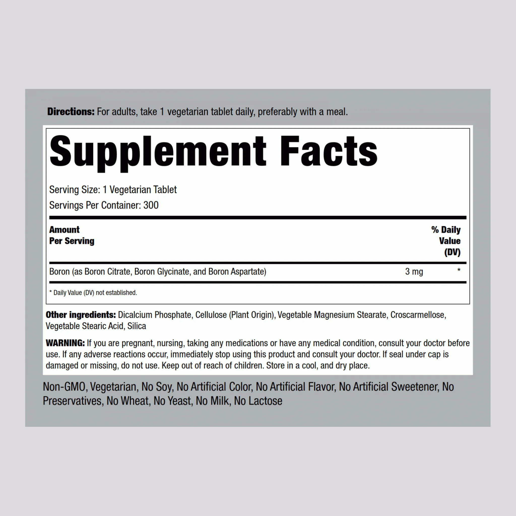 Triple Action Boron Complex, 3 mg, 300 Tablets - Image 2