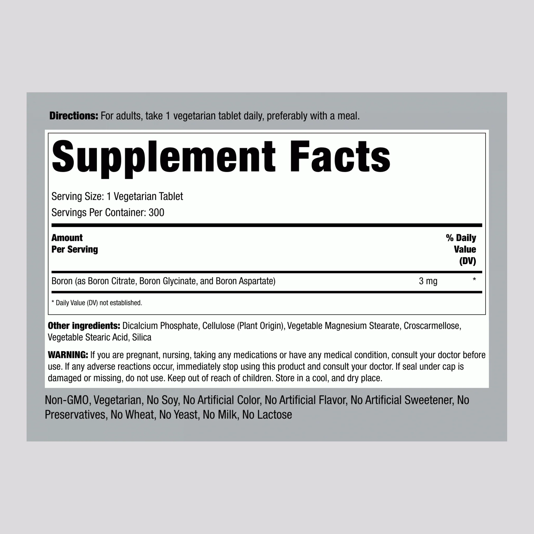 Triple Action Boron Complex, 3 mg, 300 Tablets, 2  Bottles - Image 2