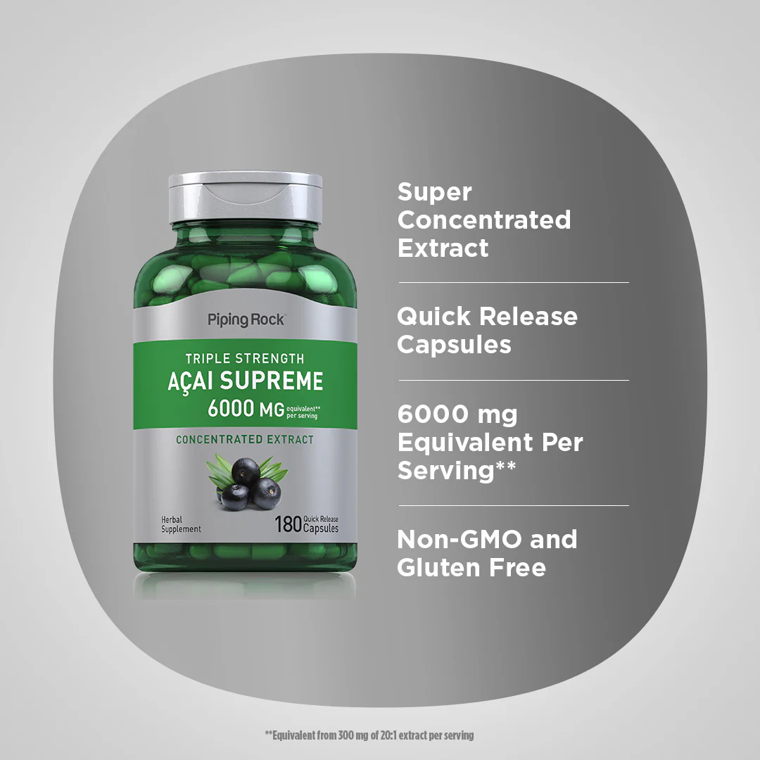 Triple Strength Acai Supreme, 6000 mg (per serving), 180 Quick Release Capsules, 2  Bottles - Image 4