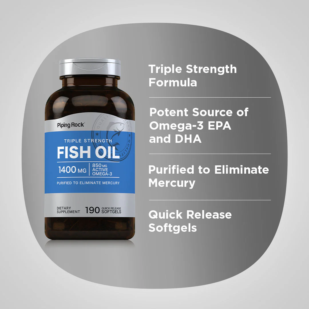 Triple Strength Omega-3 Fish Oil 1400 mg (850 mg Active Omega-3), 190 Quick Release Softgels - Image 3
