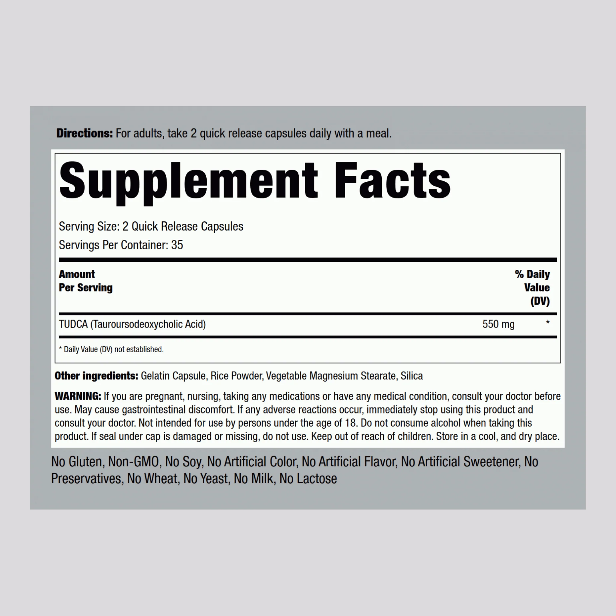 Tudca, 550 mg (per serving), 70 Quick Release Capsules - Image 2
