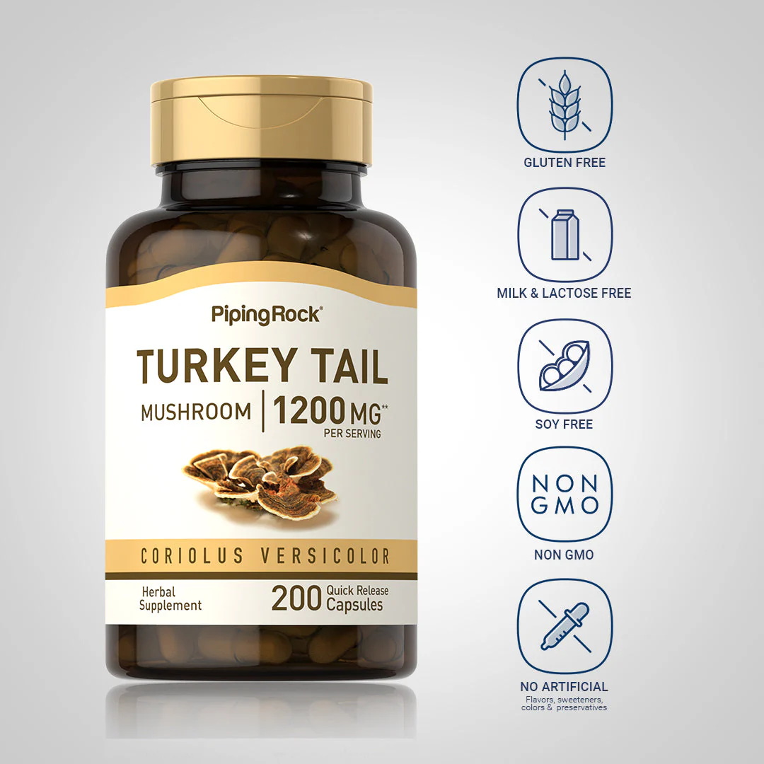 Turkey Tail Mushroom, 1200 mg (per serving), 200 Quick Release Capsules - Image 5