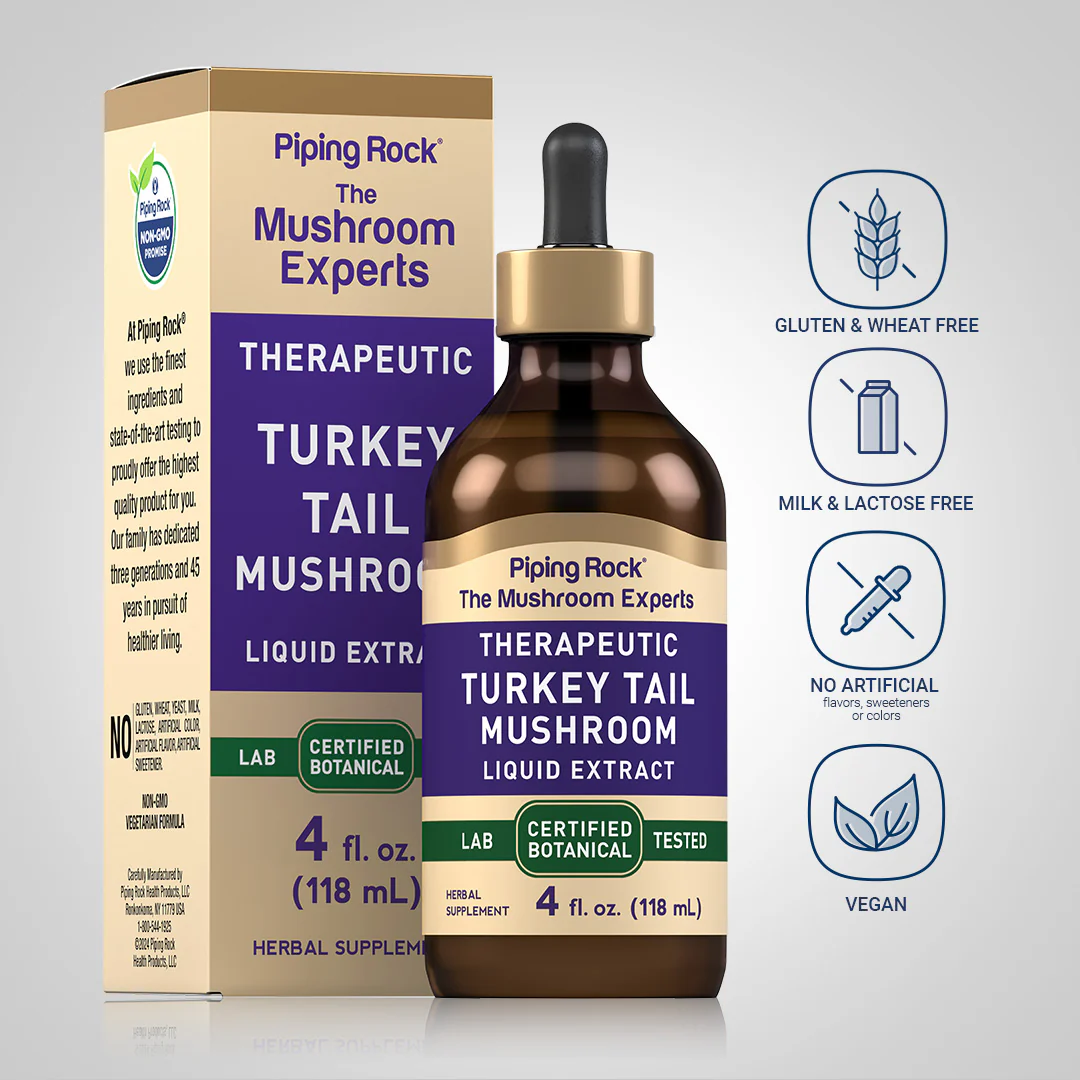 Turkey Tail Mushroom Liquid Extract, 4 fl oz (118 mL) Dropper Bottle - Image 4