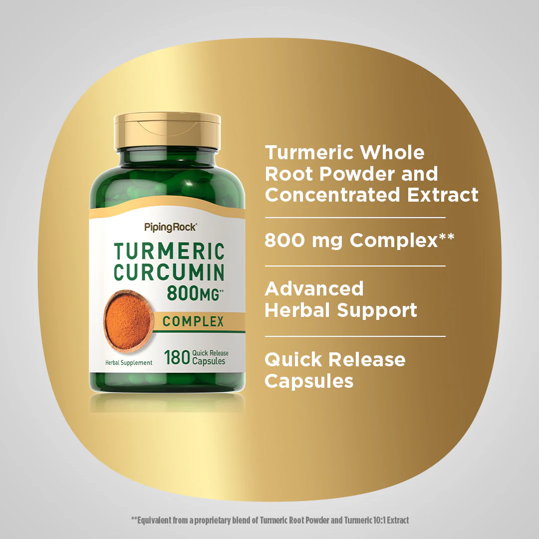 Turmeric Curcumin Complex, 800 mg, 180 Quick Release Capsules, 2  Bottles - Image 4
