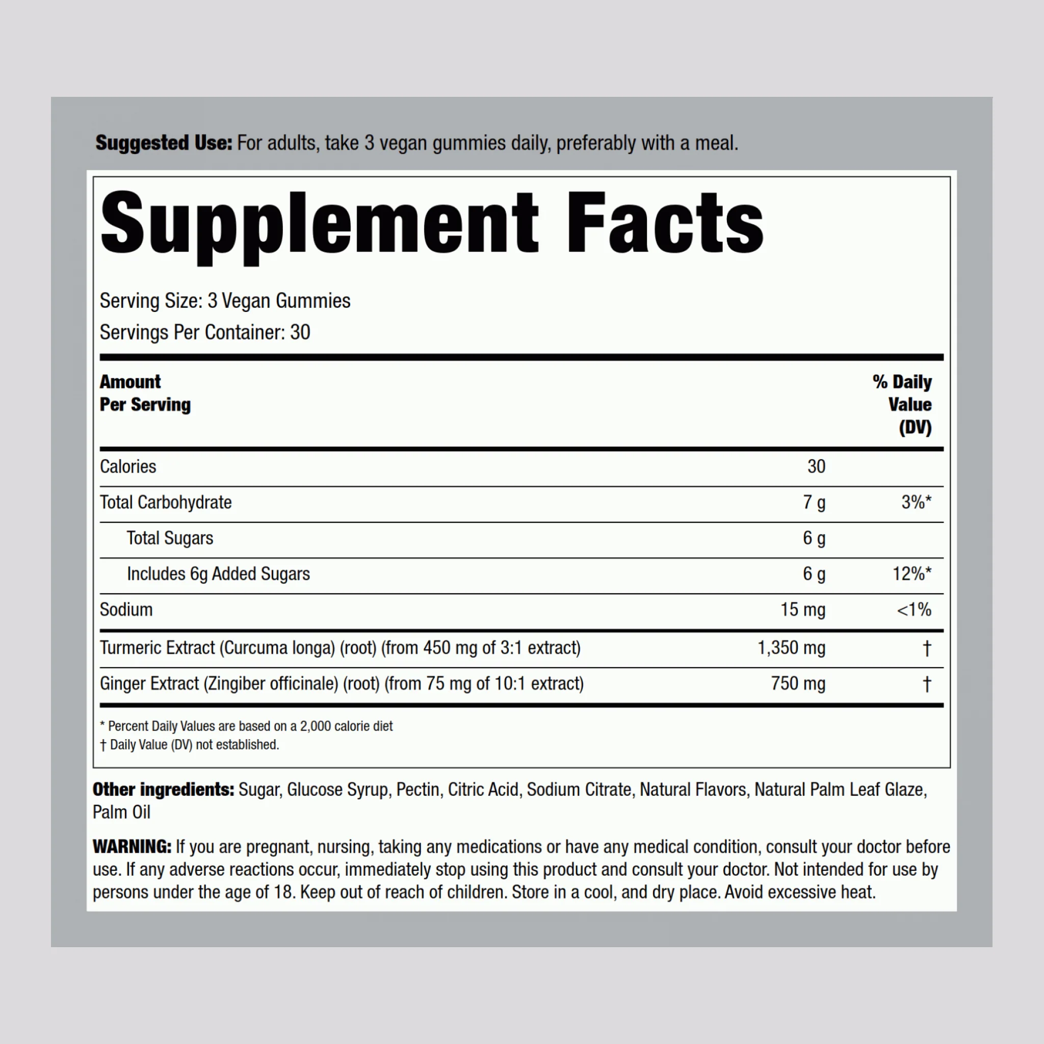 Turmeric & Ginger (Delicious Peach), 90 Vegan Gummies, 2  Bottles - Image 2