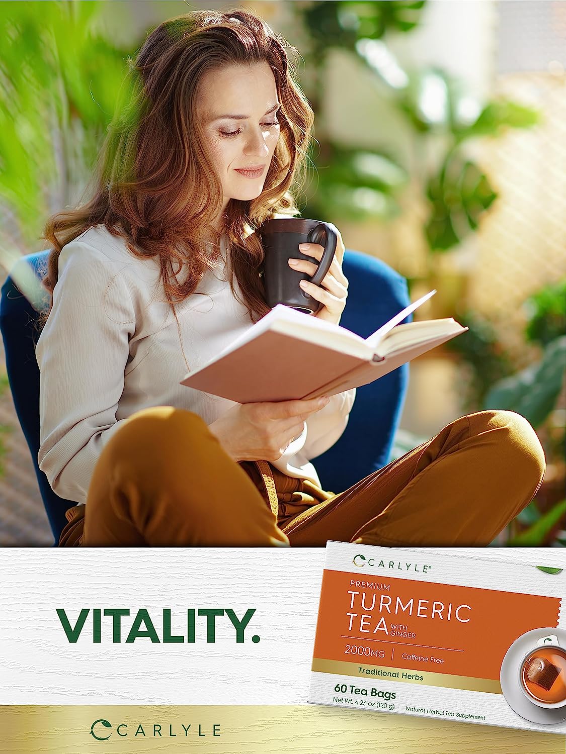 Turmeric Tea, 2000 mg, 60 Tea Bags - Image 7