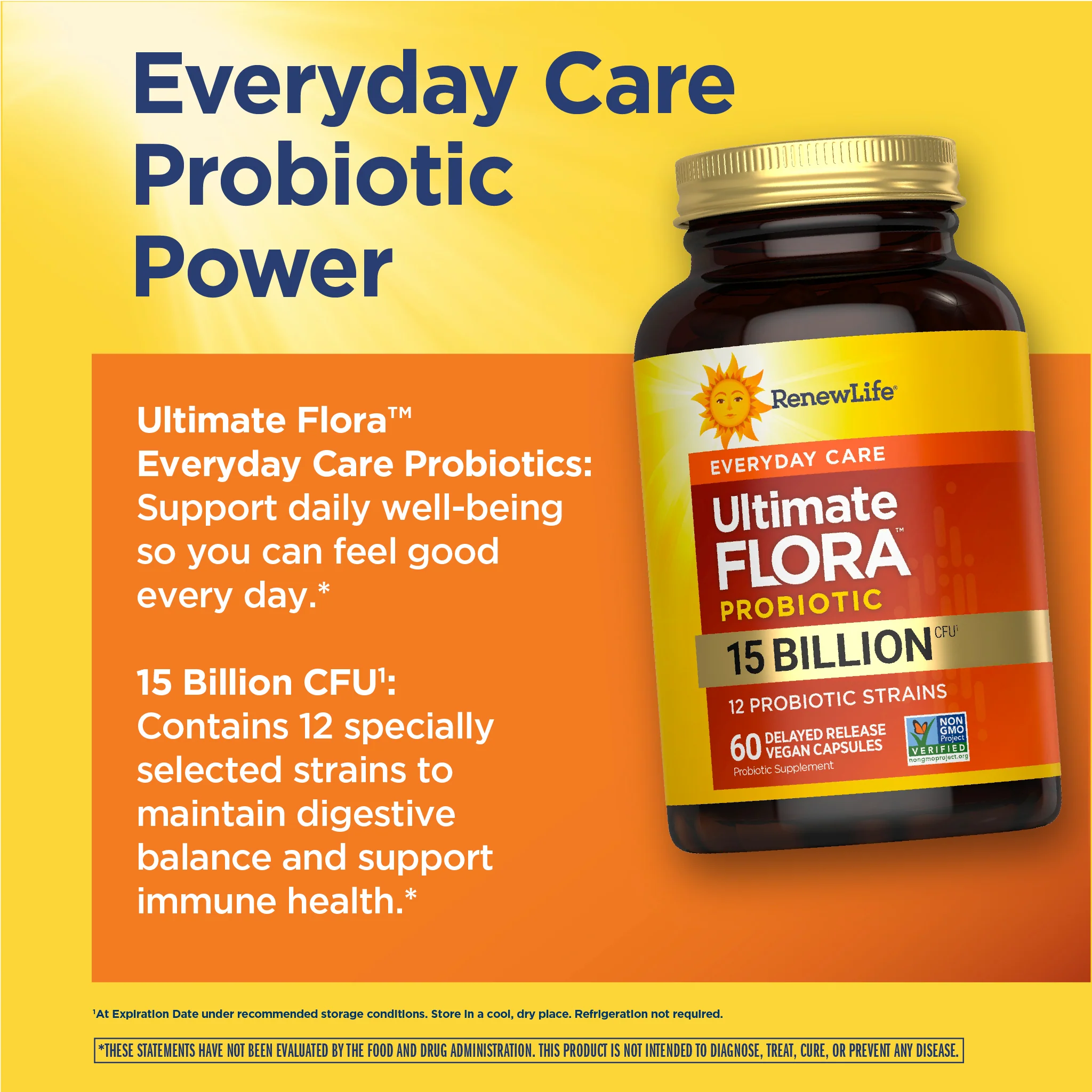 Ultimate Flora Everyday Care Probiotic 15 Billion, 60 Delayed Release Vegan Caps - Image 6