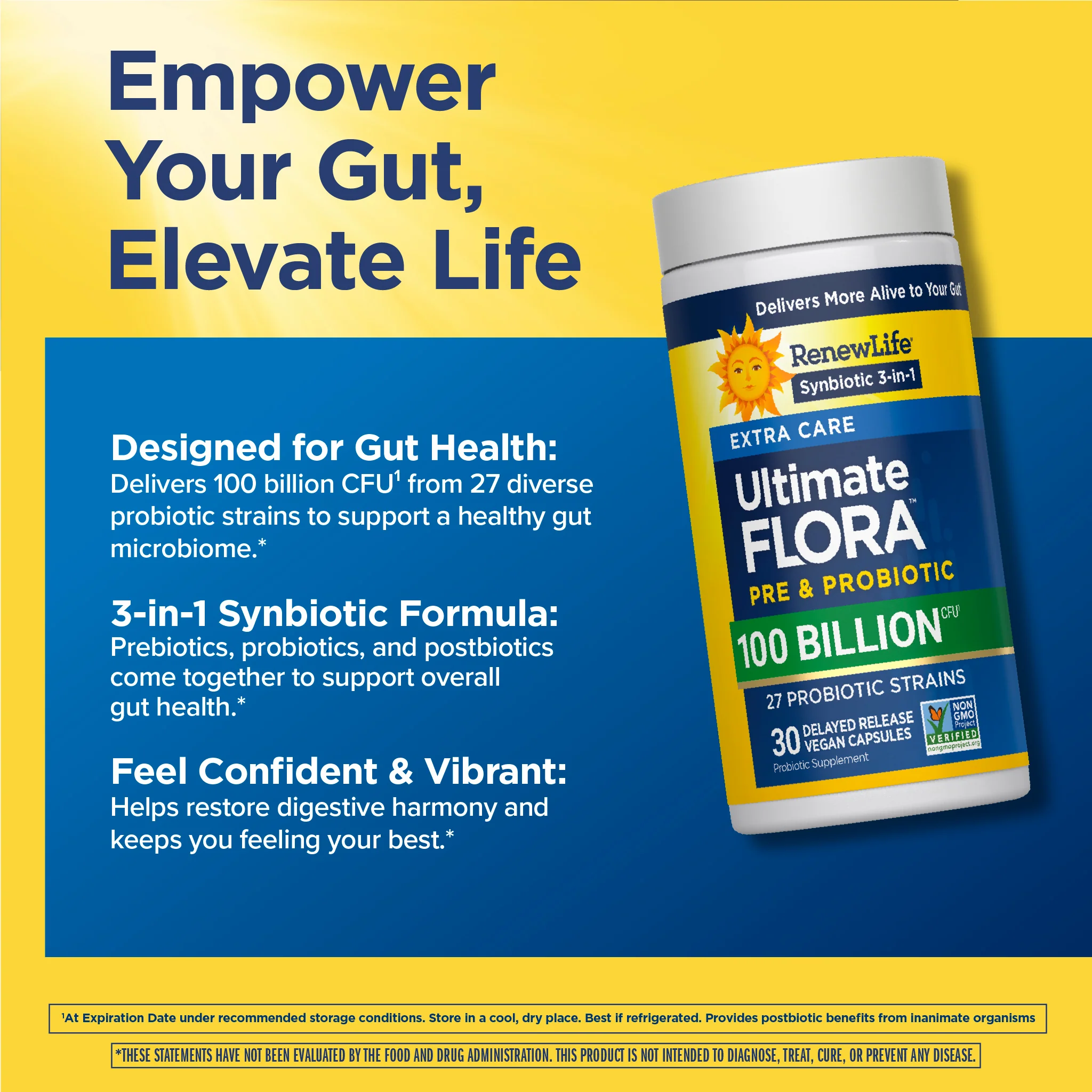Ultimate Flora Extra Care Probiotic 100 Billion, 30 Delayed Release Vegan Caps - Image 5