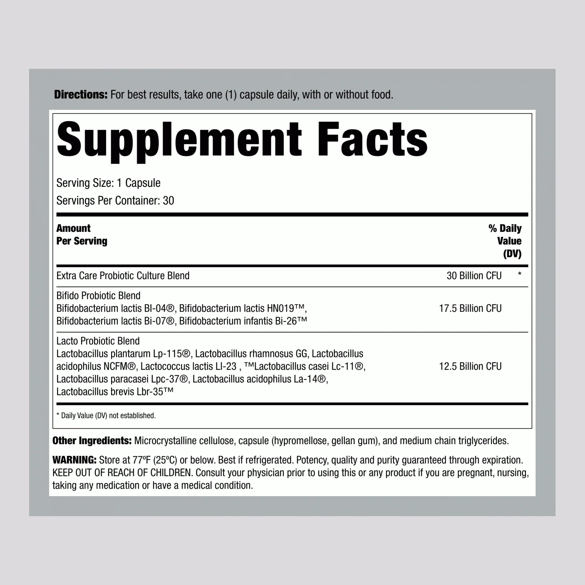Ultimate Flora Extra Care Probiotic 30 Billion, 30 Delayed Release Vegan Caps - Image 2