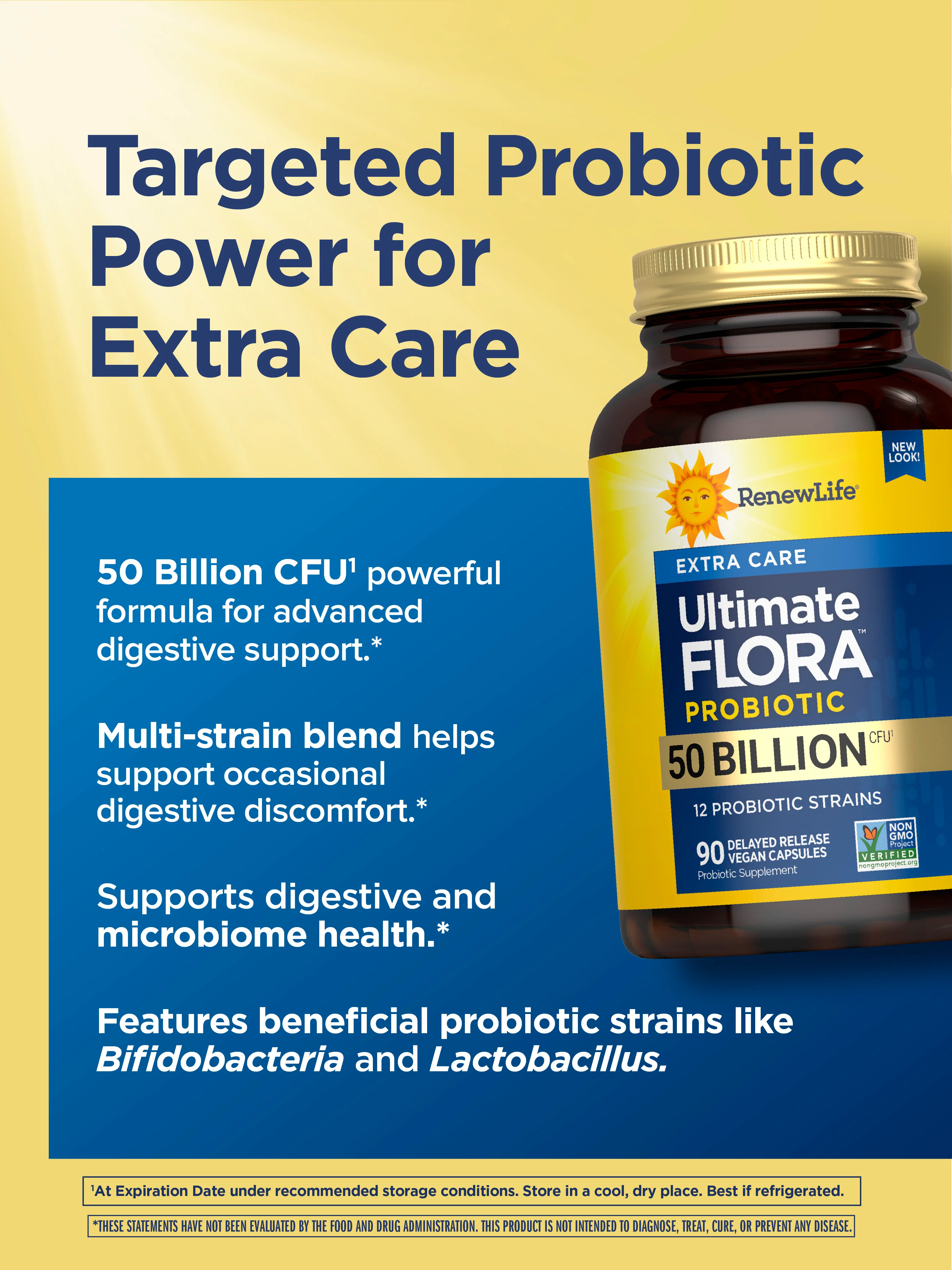 Ultimate Flora Extra Care Probiotic 50 Billion, 90 Delayed Release Vegan Caps - Image 6