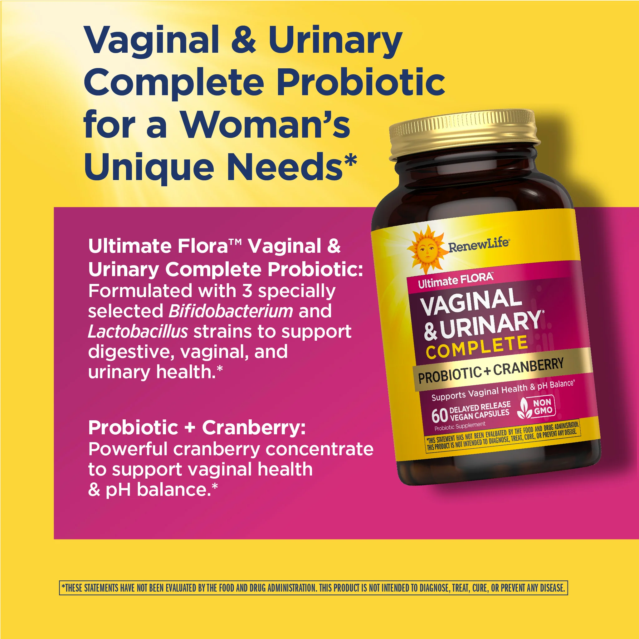 Ultimate Flora Vaginal & Urinary Complete + Probiotic & Cranberry, 60 Delayed Release Vegan Caps - Image 6