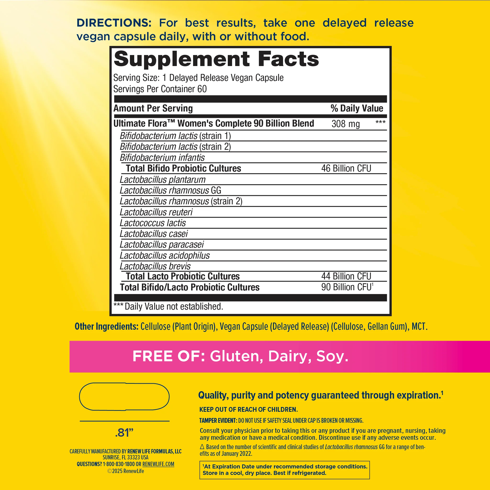 Ultimate Flora Women's Complete Probiotic 90 Billion, 60 Delayed Release Vegan Caps - Image 3