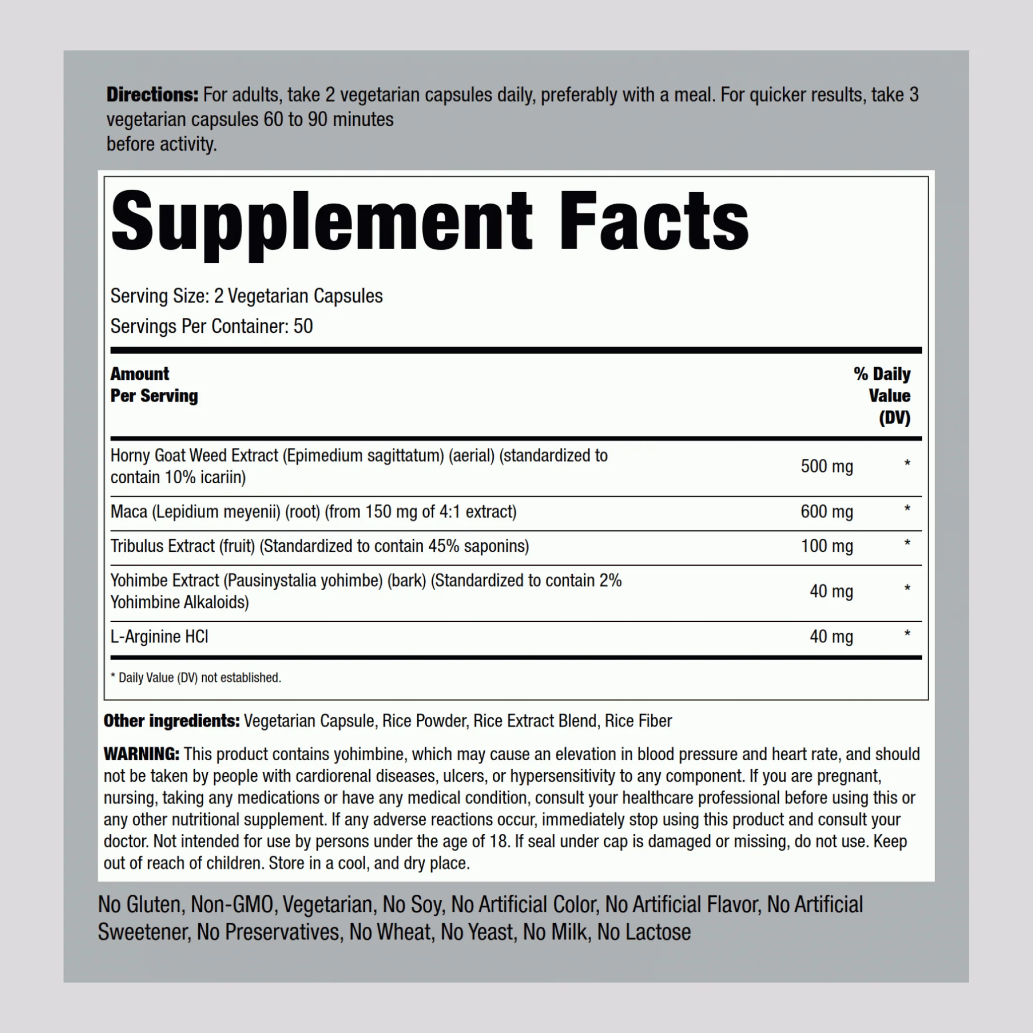 Ultimate Horny Goat Weed Complex, 100 Vegetarian Capsules, 2  Bottles - Image 2
