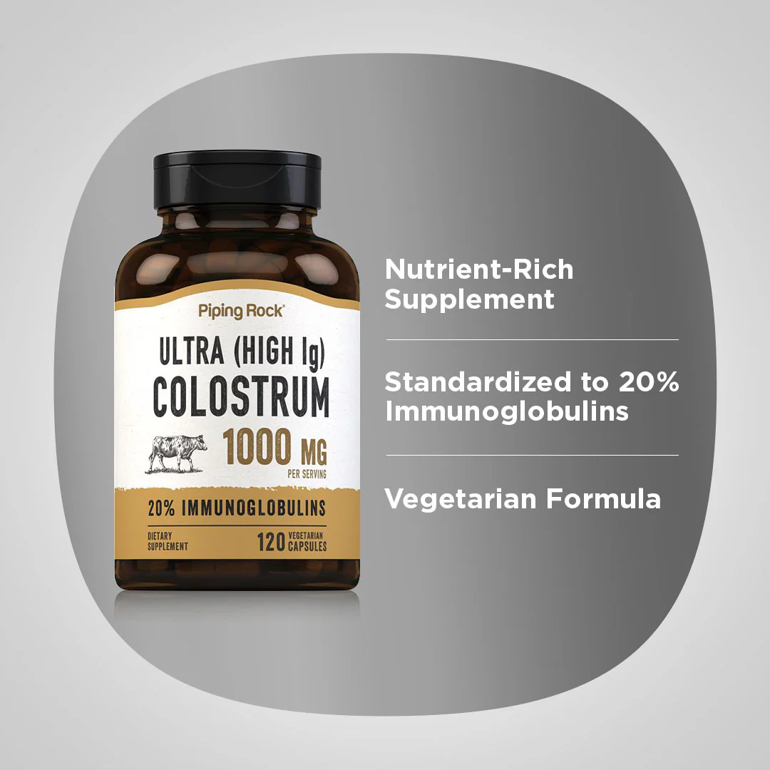 Ultra Colostrum (High IG), 1000 mg (per serving), 120 Vegetarian Capsules, 2  Bottles - Image 4