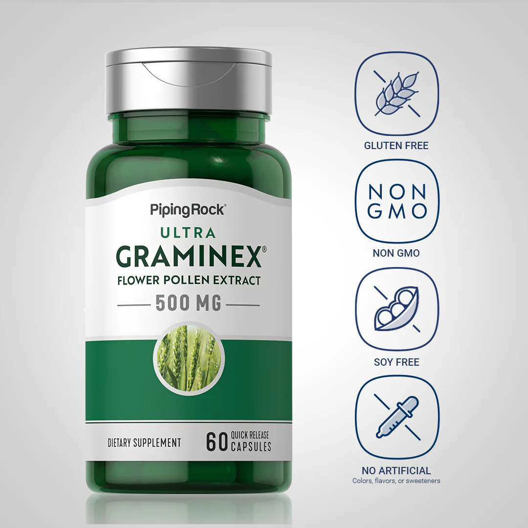 Ultra Graminex Flower Pollen Ext, 500 mg, 60 Quick Release Capsules - Image 5