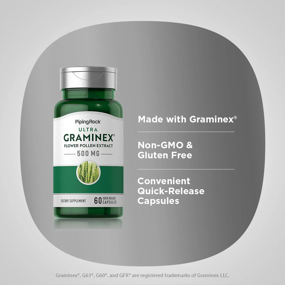 Ultra Graminex Flower Pollen Ext, 500 mg, 60 Quick Release Capsules, 2  Bottles - Image 4