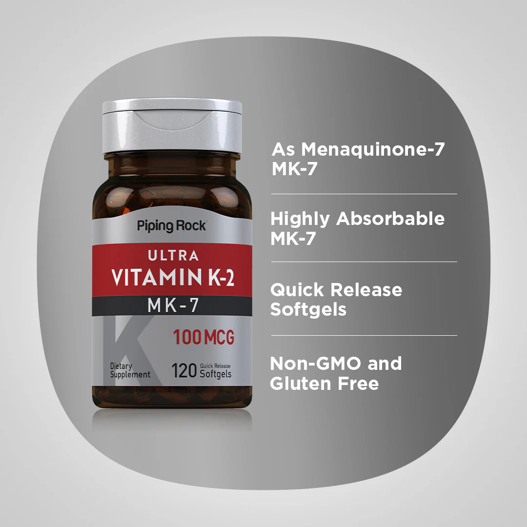 Ultra K-2 with MK-7, 100 mcg, 120 Quick Release Softgels - Image 3