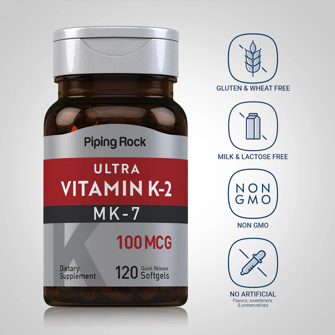 Ultra K-2 with MK-7, 100 mcg, 120 Quick Release Softgels - Image 4