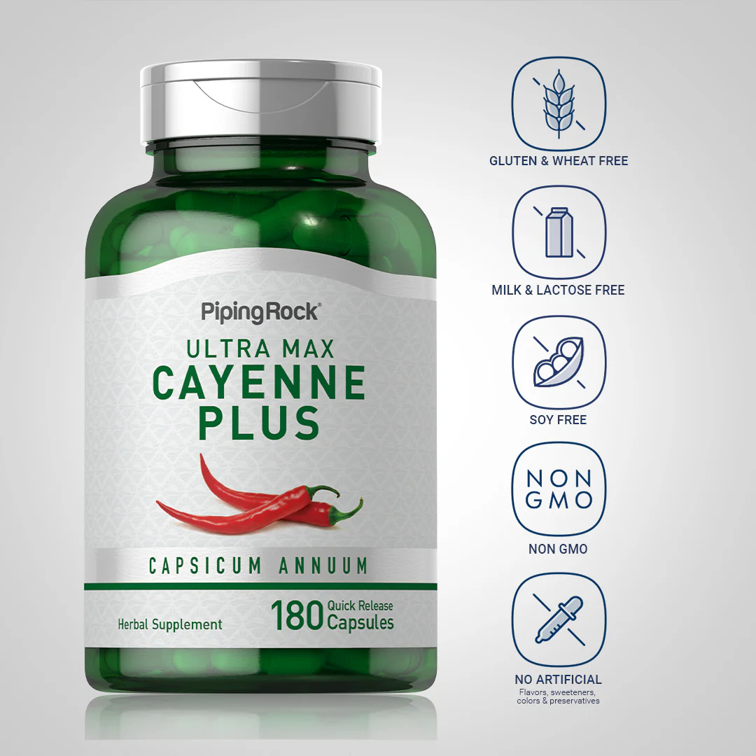 Ultra Max Cayenne Plus, 180 Quick Release Capsules, 2  Bottles - Image 5