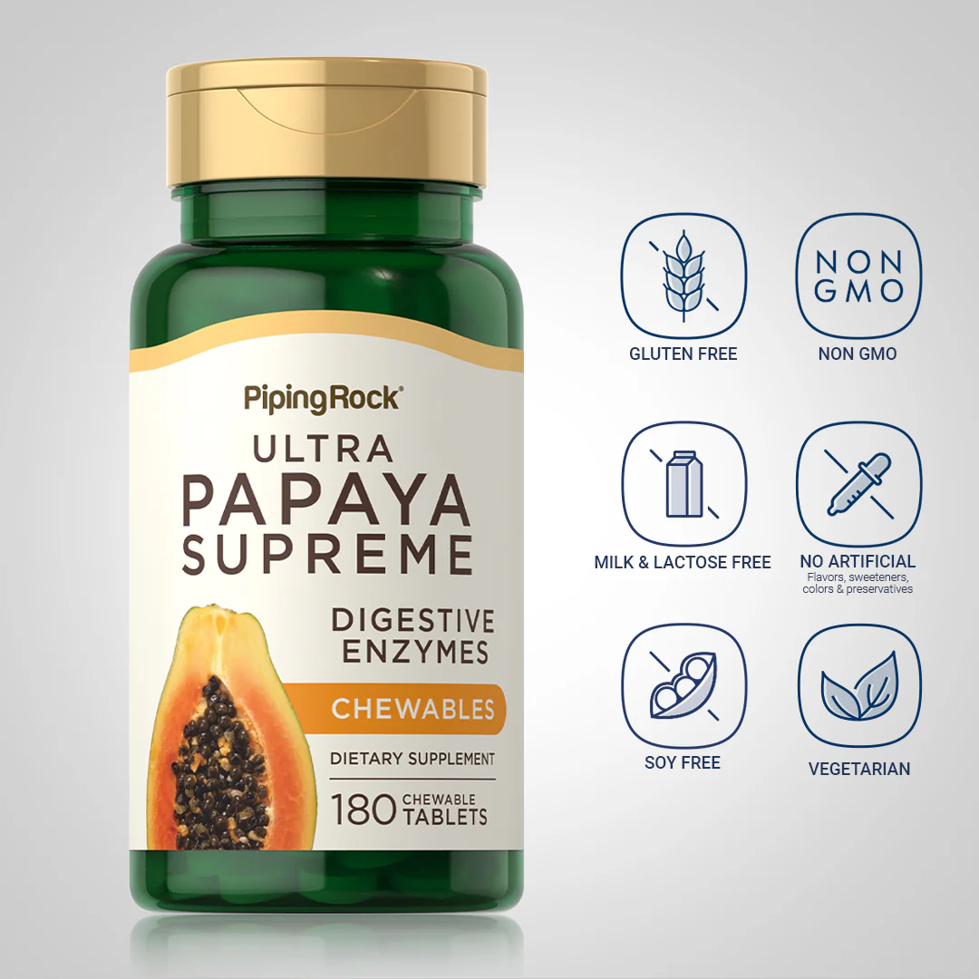 Ultra Papaya Enzyme Supreme, 180 Chewable Tablets - Image 6