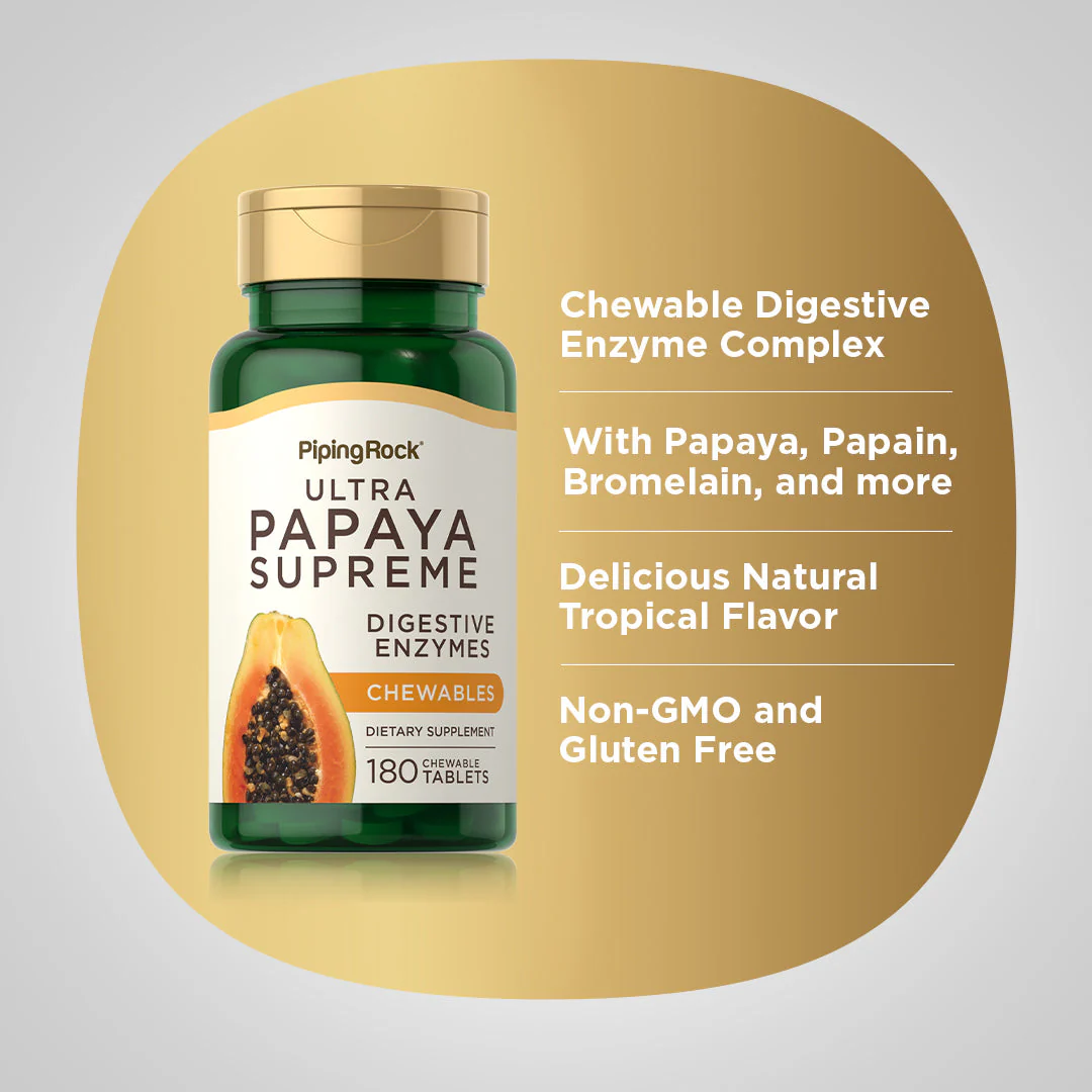 Ultra Papaya Enzyme Supreme, 180 Chewable Tablets, 2  Bottles - Image 5