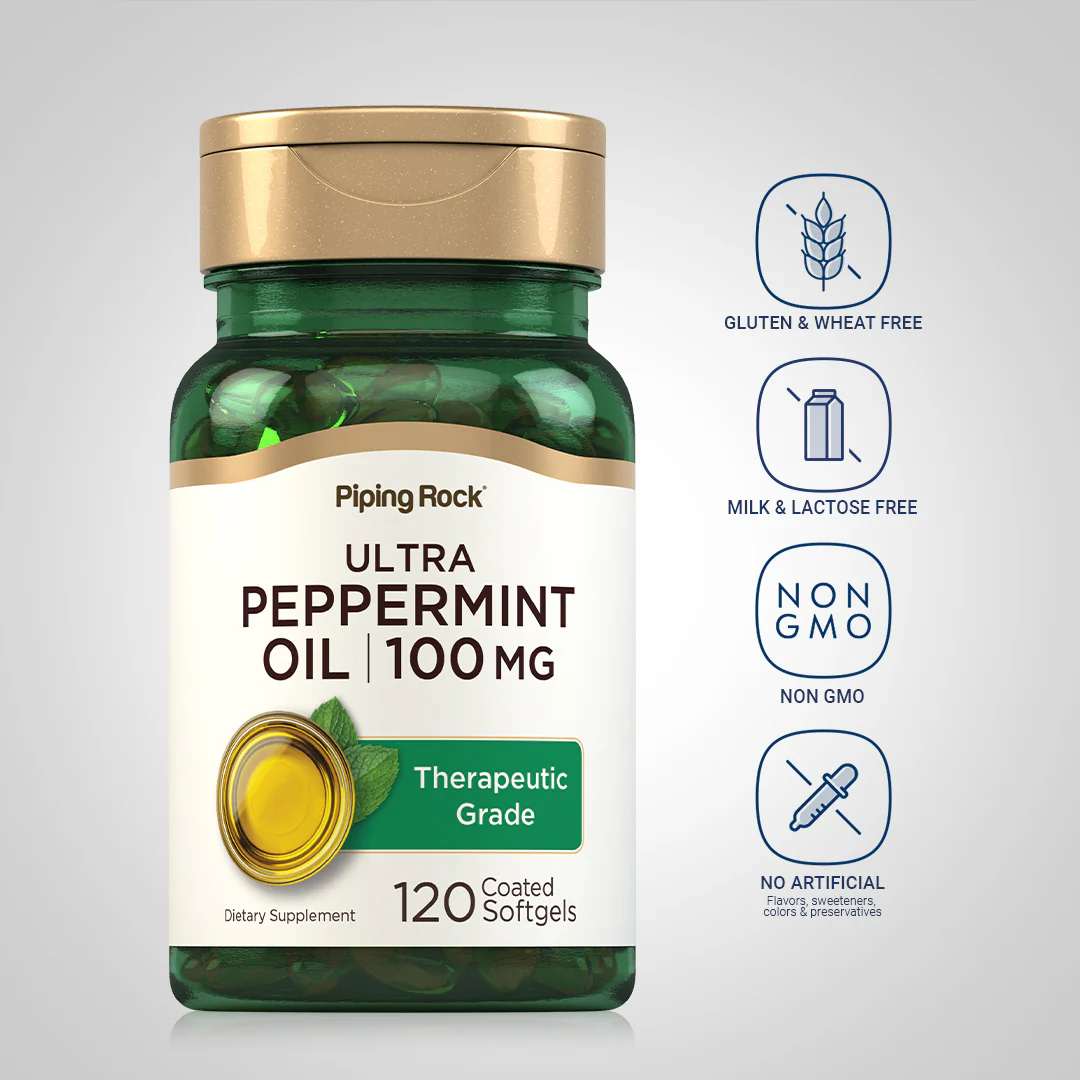Ultra Peppermint Oil (Enteric Coated), 100 mg, 120 Coated Softgels, 2  Bottles - Image 4