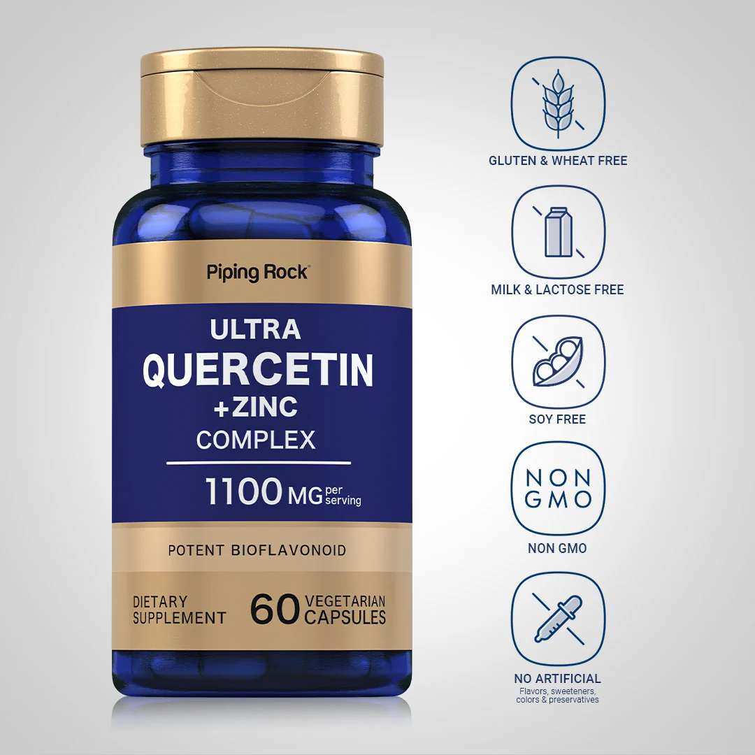 Ultra Quercetin Plus Zinc Complex, 1100 mg (per serving), 60 Vegetarian Capsules - Image 5