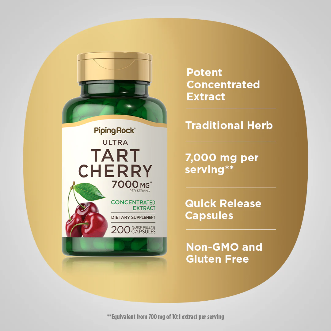 Ultra Tart Cherry, 7000 mg (per serving), 200 Quick Release Capsules - Image 4