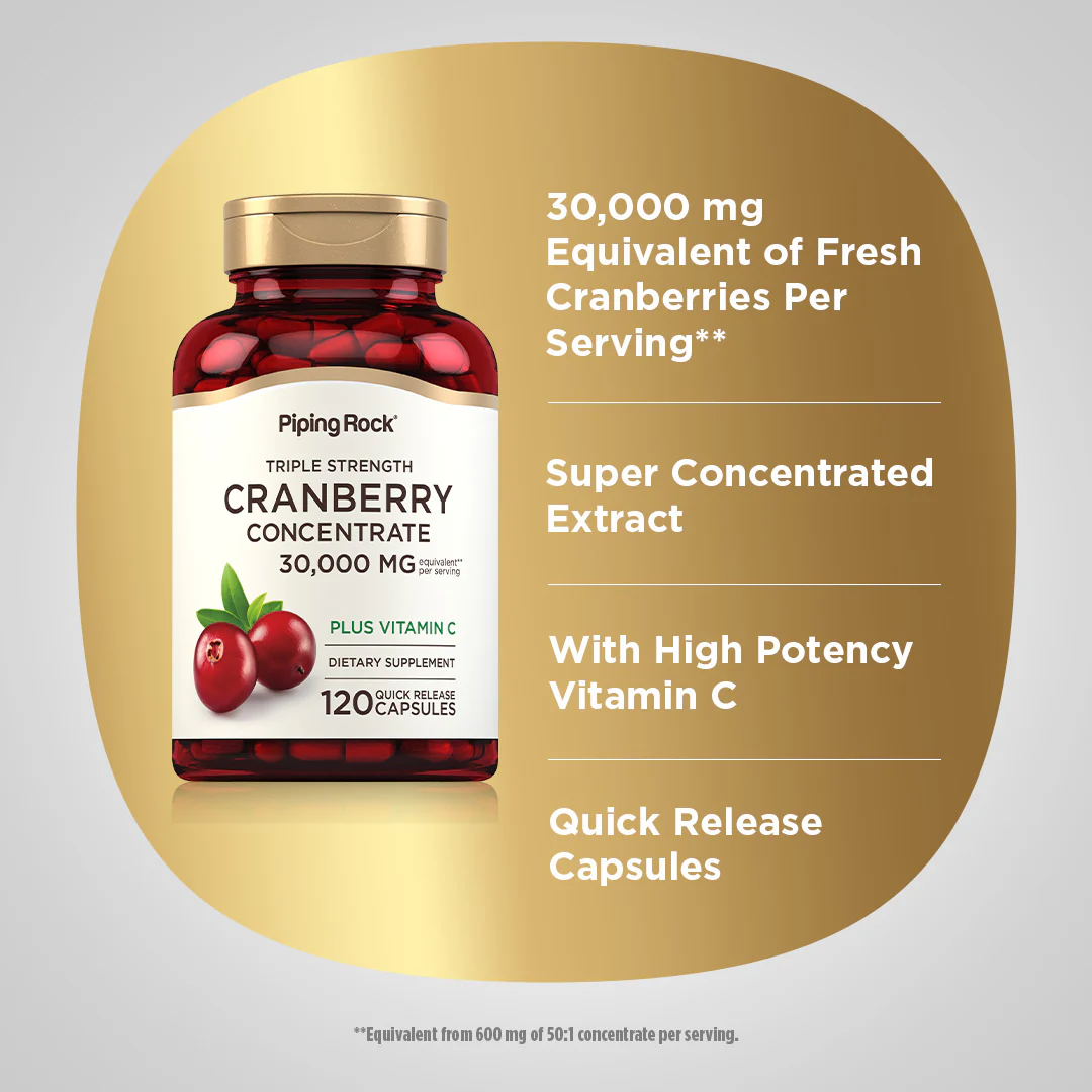 Ultra Triple Strength Cranberry Plus C, 30,000 mg (per serving), 120 Quick Release Capsules, 2  Bottles - Image 4