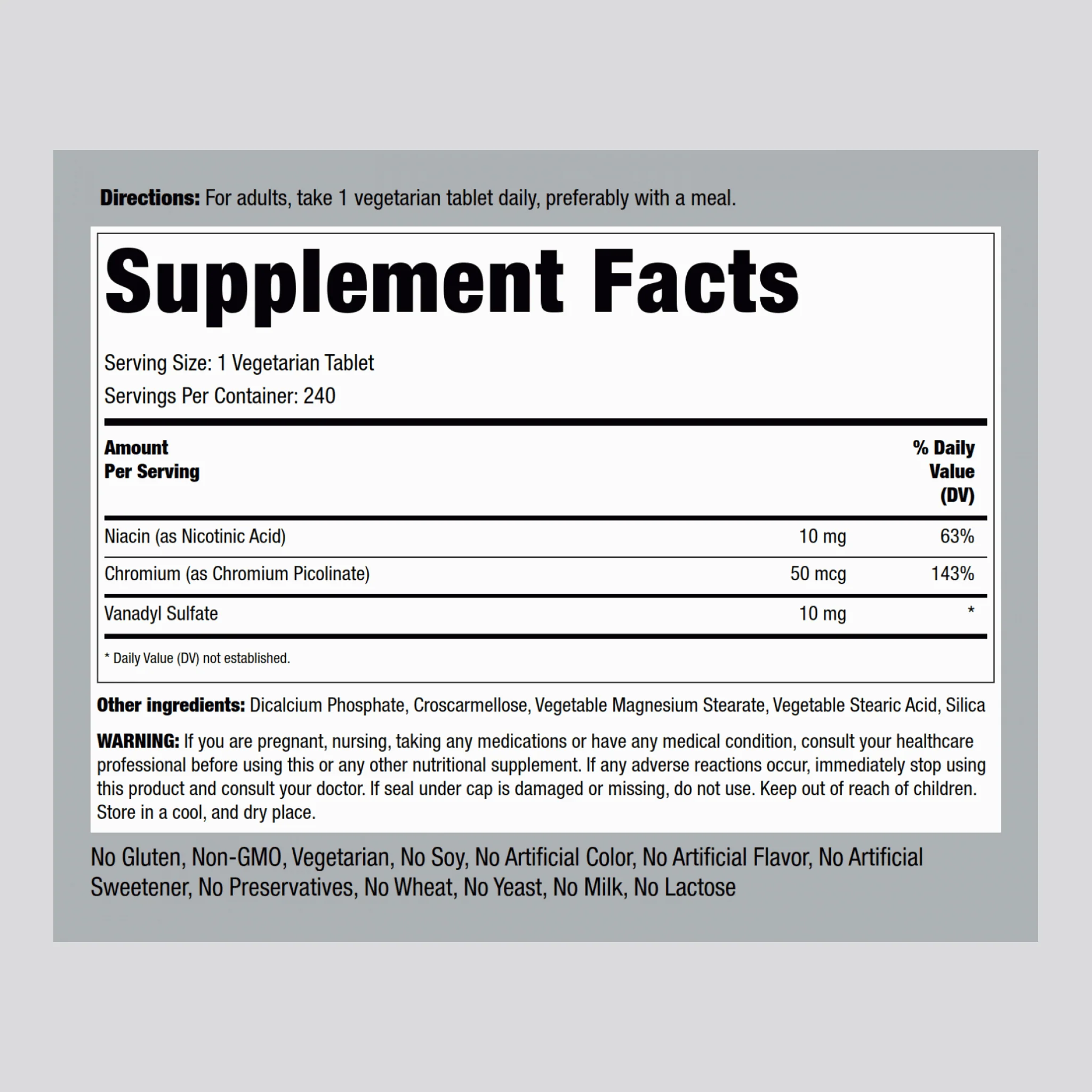 Ultra Vanadyl Complex (Vanadium), 10 mg, 240 Vegetarian Tablets - Image 2